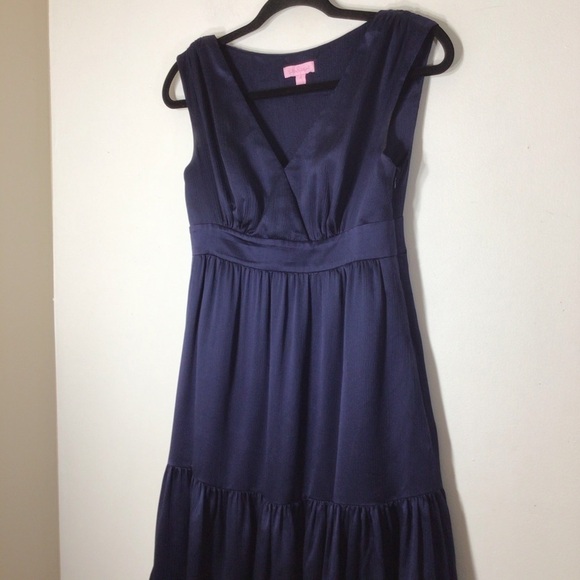 Lily Pulitzer 0 Blue Silk Dress - Picture 4 of 10